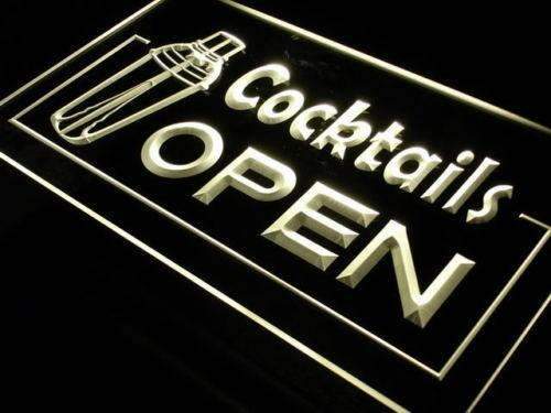 Bar Cocktails Open LED Light Sign - Way Up Gifts