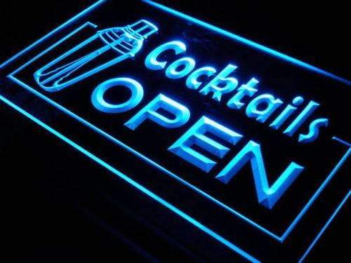 Bar Cocktails Open LED Light Sign - Way Up Gifts