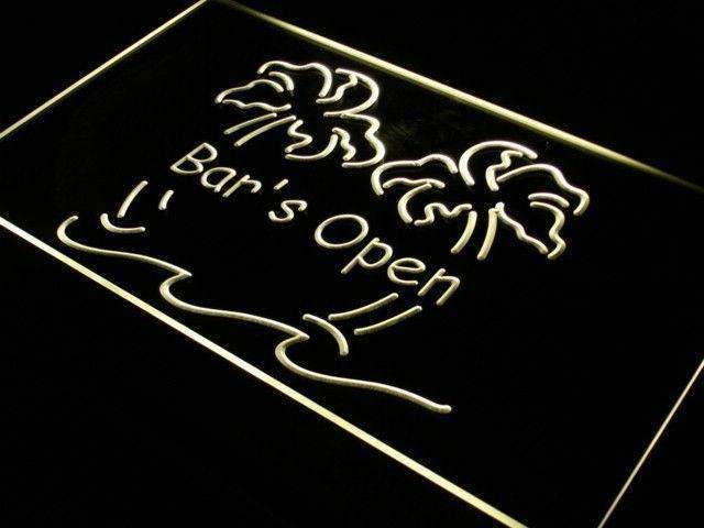Bar is Open Palm Trees LED Light Sign - LED Gift Works