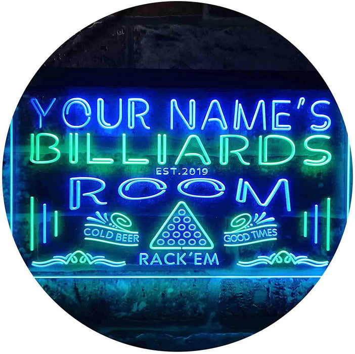 Personalized Pool Billiards Room LED Light Sign - Way Up Gifts
