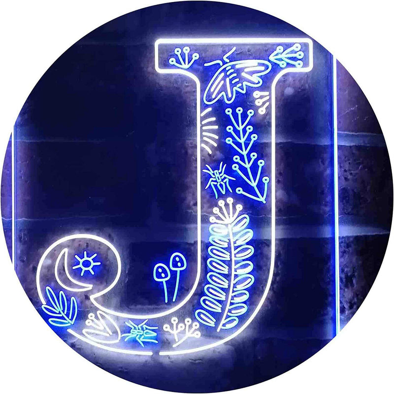 Family Name Letter J Monogram Initial LED Light Sign - LED Gift Works