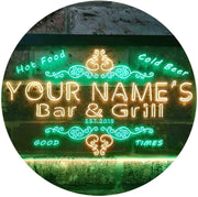 Personalized Hot Food Cold Beer Bar & Grill LED Light Sign - LED Gift Works