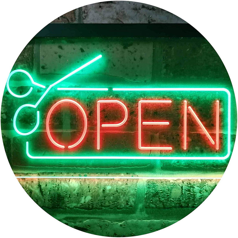 Scissors Open Barber Salon Hair Cuts LED Light Sign - LED Gift Works