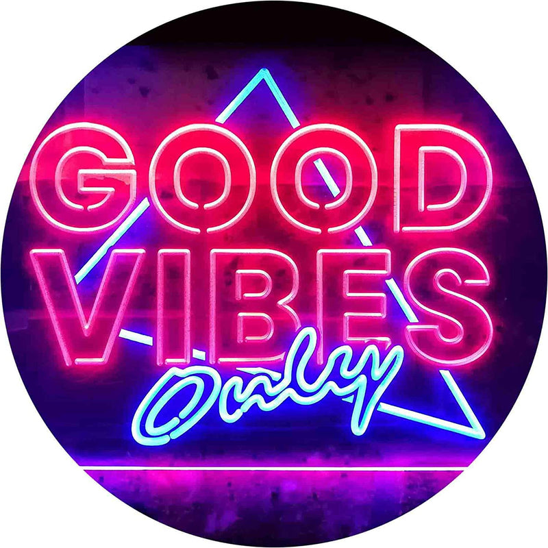 Good Vibes Only Triangle LED Light Sign - LED Gift Works