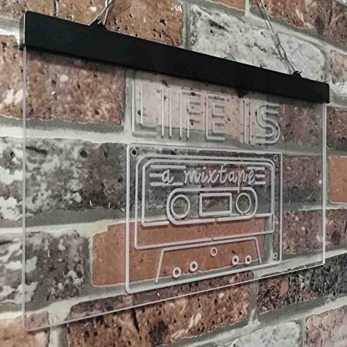 Life is a Mixtape Quotes Bedroom Decor LED Light Sign - Way Up Gifts