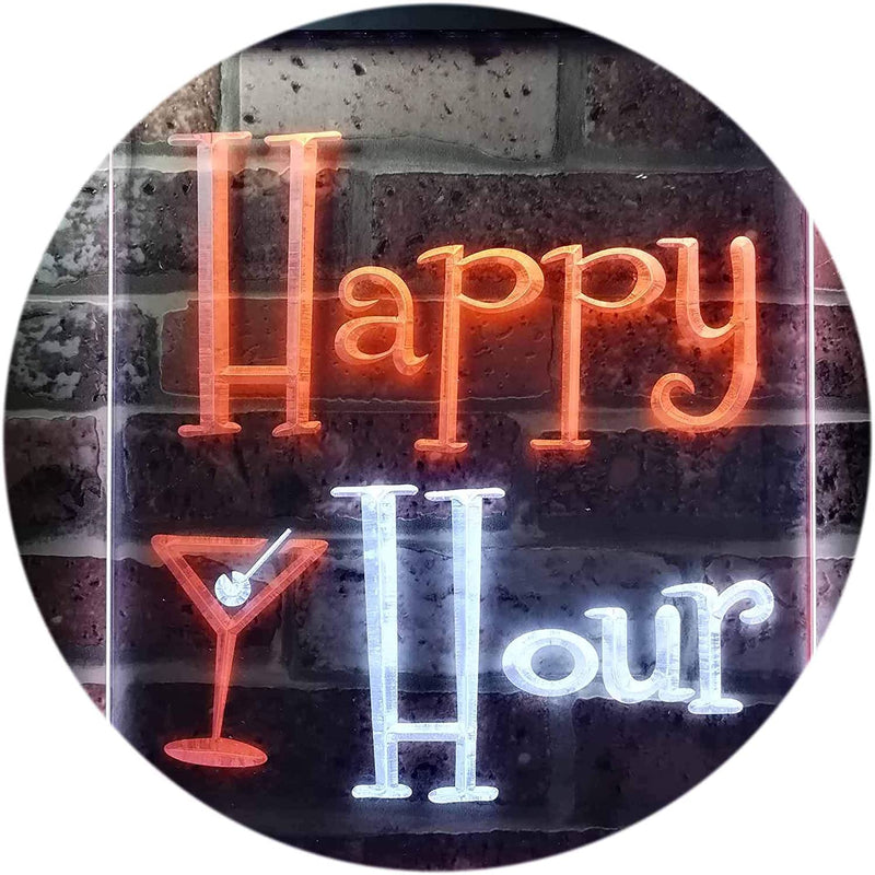 Happy Hour Cocktails Bar LED Light Sign - LED Gift Works