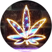 Marijuana Leaf USA Flag LED Light Sign - LED Gift Works