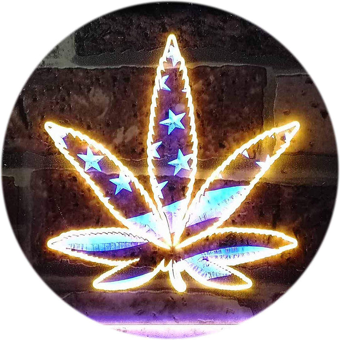 Marijuana Leaf USA Flag LED Light Sign - Way Up Gifts