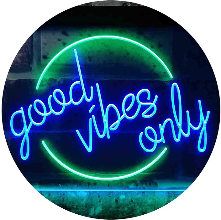Good Vibes Only Circle LED Light Sign - Way Up Gifts