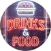 Hamburgers Drinks and Food LED Light Sign - Way Up Gifts