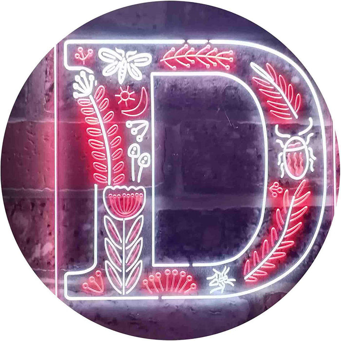 Family Name Letter D Monogram Initial LED Light Sign - Way Up Gifts