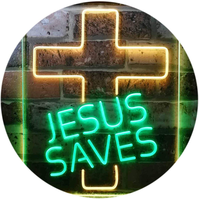 Christian Cross Jesus Saves LED Light Sign - Way Up Gifts