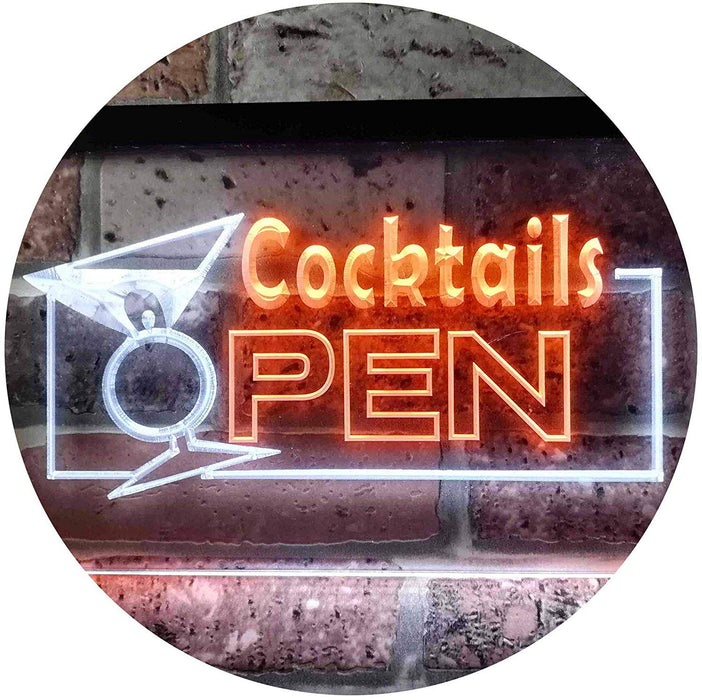 Bar Cocktails Open LED Light Sign - Way Up Gifts