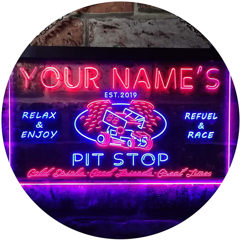 Personalized Car Racing Beer Pit Stop Bar LED Light Sign - LED Gift Works