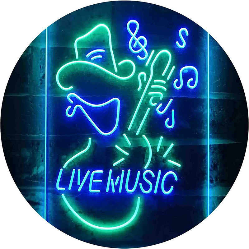 Cowboy Guitar Live Music LED Light Sign - LED Gift Works