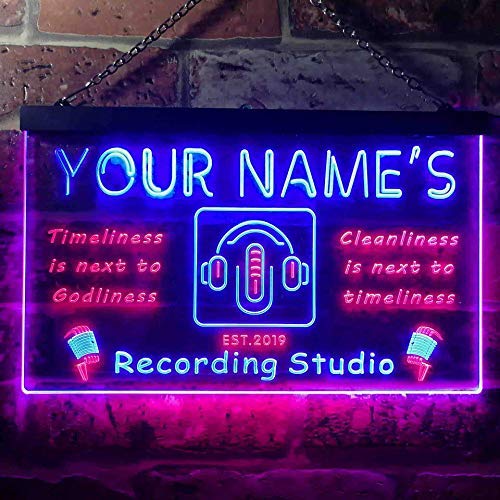 Personalized Recording Studio LED Light Sign - LED Gift Works