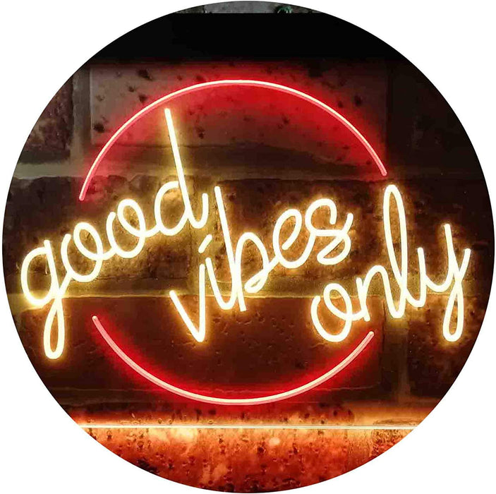 Good Vibes Only Circle LED Light Sign - Way Up Gifts