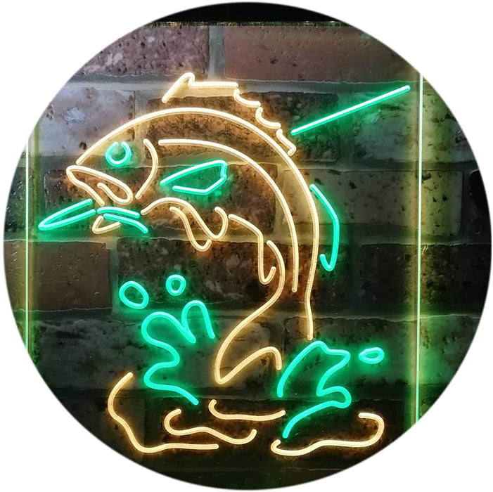 Fish on Hook Fishing Bait Store Cabin Decor LED Light Sign - Way Up Gifts