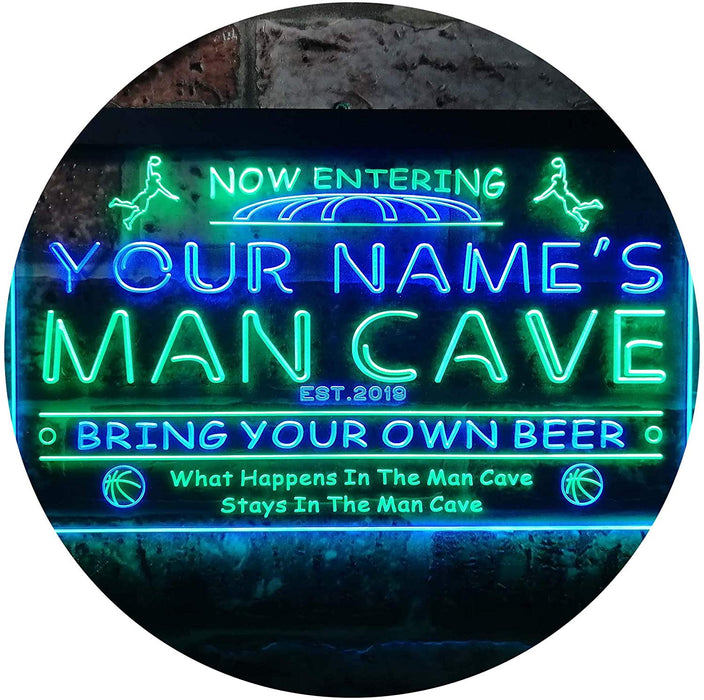 Personalized Sports Basketball Theme Man Cave LED Light Sign - Way Up Gifts