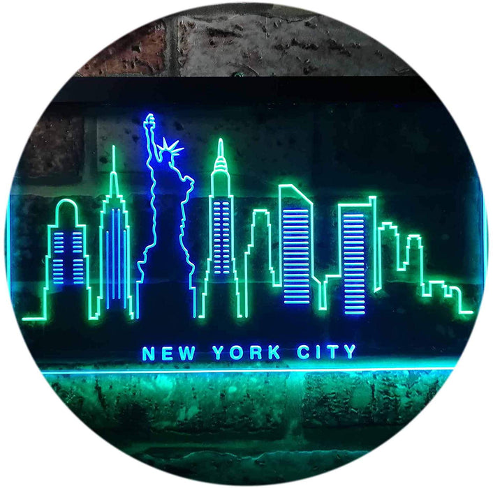 New York City Skyline Statue of Liberty LED Light Sign - Way Up Gifts