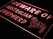 Beware of Australian Shepherd LED Light Sign - LED Gift Works