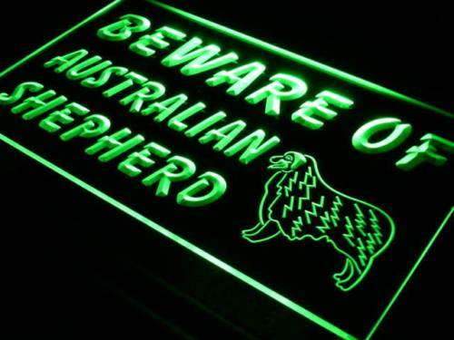 Beware of Australian Shepherd LED Light Sign - LED Gift Works