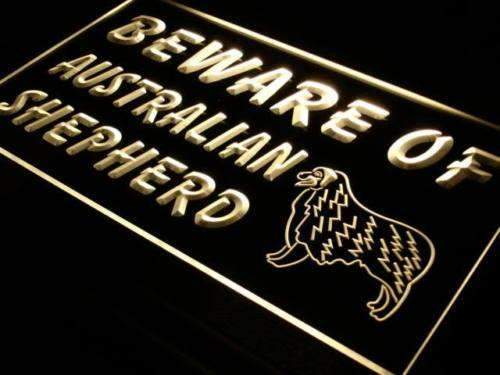 Beware of Australian Shepherd LED Light Sign - LED Gift Works