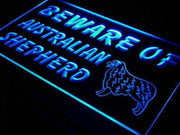 Beware of Australian Shepherd LED Light Sign - LED Gift Works