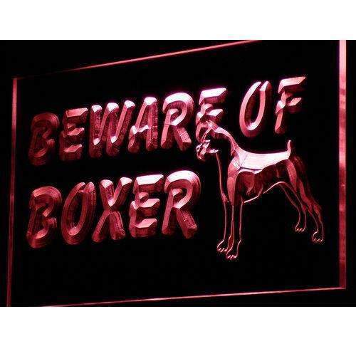 Beware of Boxer Dog LED Light Sign - Way Up Gifts