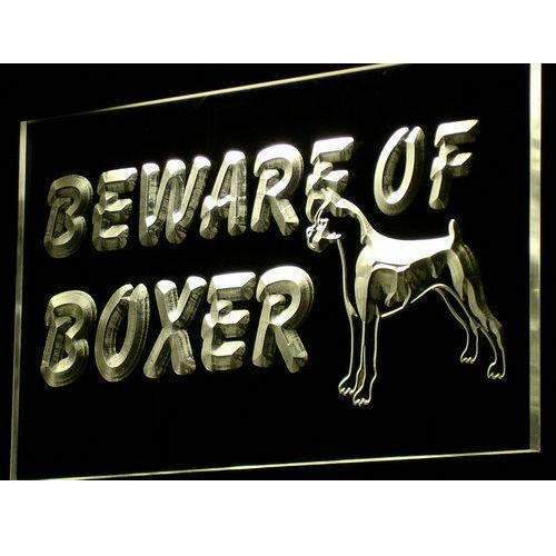 Beware of Boxer Dog LED Light Sign - Way Up Gifts