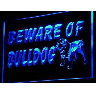 Beware of Bulldog LED Light Sign - LED Gift Works