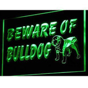 Beware of Bulldog LED Light Sign - LED Gift Works