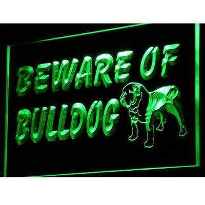 Beware of Bulldog LED Light Sign - LED Gift Works