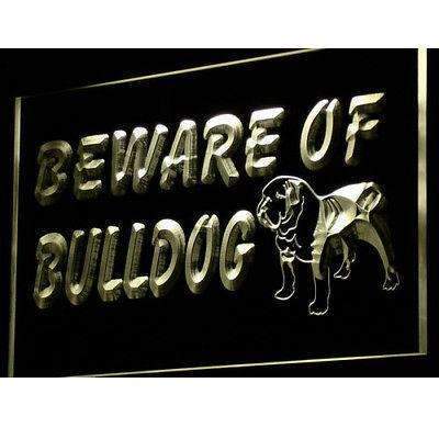Beware of Bulldog LED Light Sign - LED Gift Works
