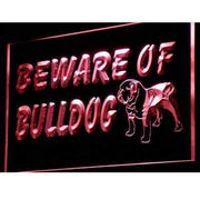 Beware of Bulldog LED Light Sign - LED Gift Works