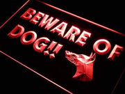 Beware of Dog LED Light Sign - LED Gift Works