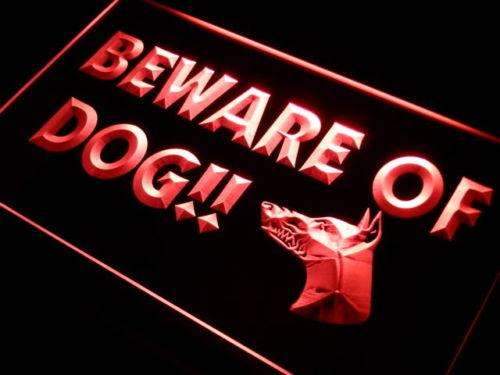 Beware of Dog LED Light Sign - LED Gift Works