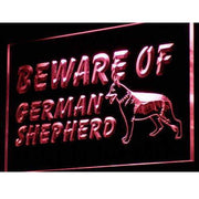 Beware of German Shepherd LED Light Sign - LED Gift Works