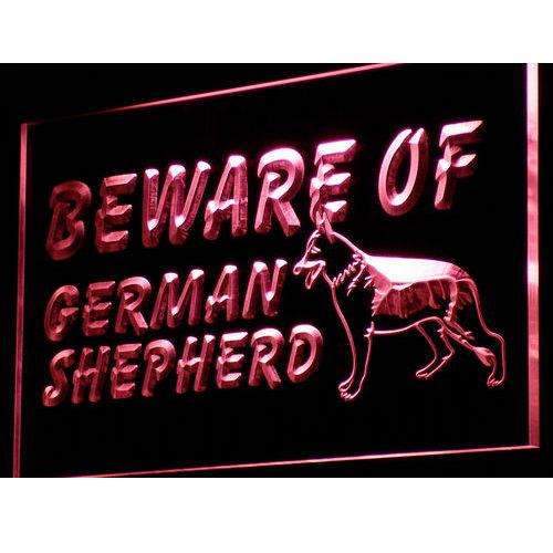 Beware of German Shepherd LED Light Sign - Way Up Gifts