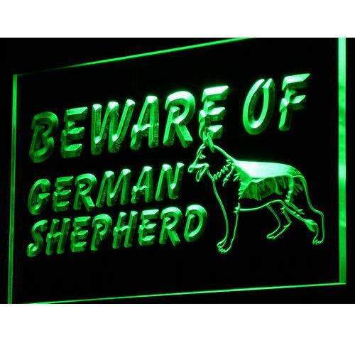 Beware of German Shepherd LED Light Sign - Way Up Gifts