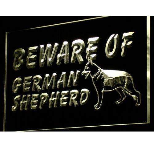 Beware of German Shepherd LED Light Sign - Way Up Gifts