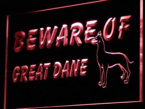 Beware of Great Dane LED Light Sign - LED Gift Works