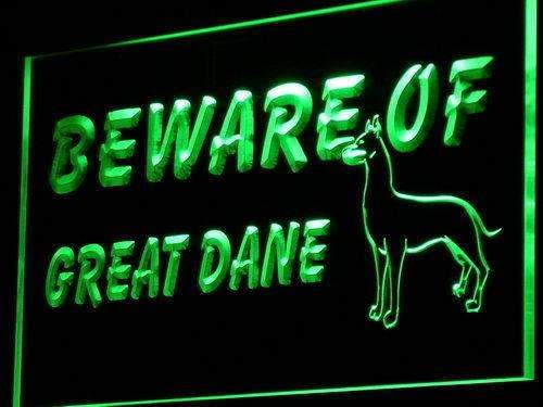 Beware of Great Dane LED Light Sign - LED Gift Works