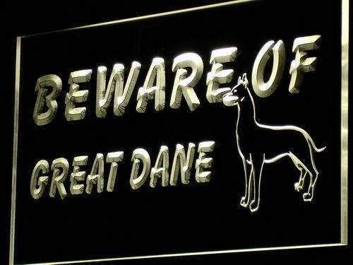 Beware of Great Dane LED Light Sign - LED Gift Works