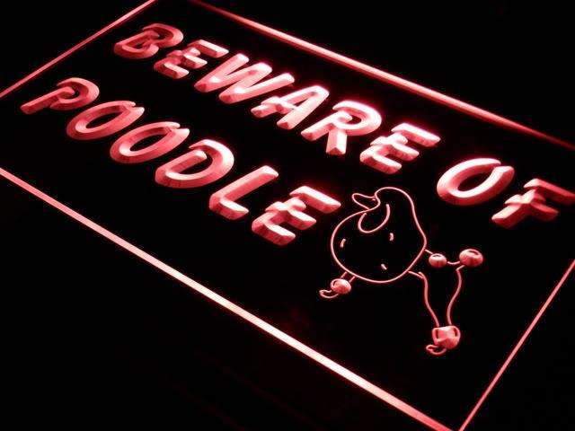Beware of Poodle LED Light Sign - Way Up Gifts