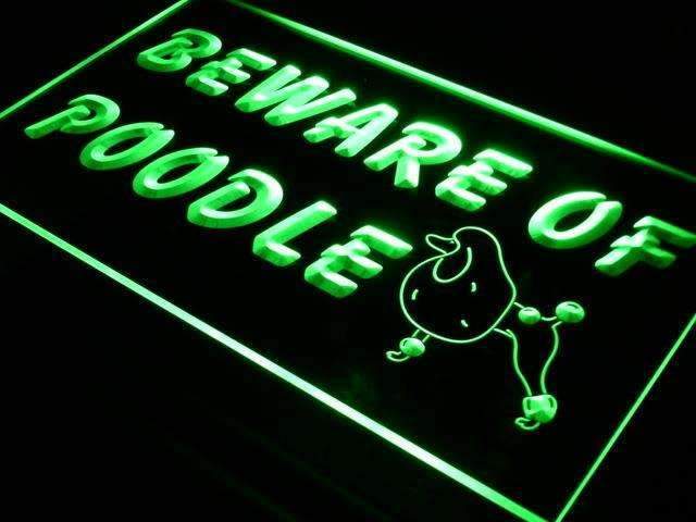 Beware of Poodle LED Light Sign - LED Gift Works