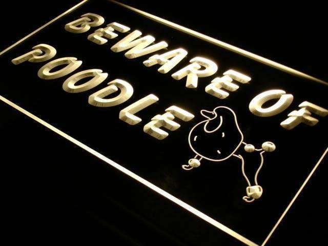 Beware of Poodle LED Light Sign - LED Gift Works