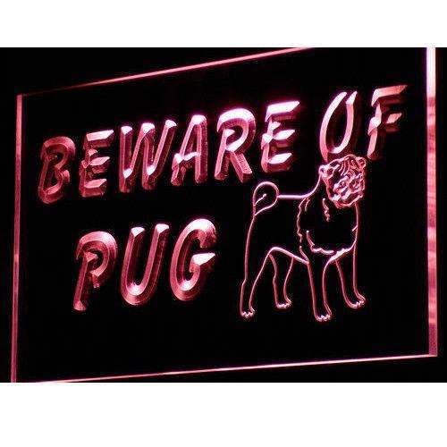 Beware of Pug LED Light Sign - LED Gift Works