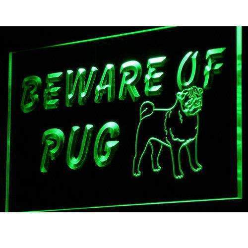 Beware of Pug LED Light Sign - LED Gift Works
