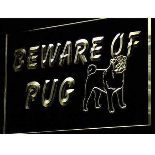 Beware of Pug LED Light Sign - LED Gift Works